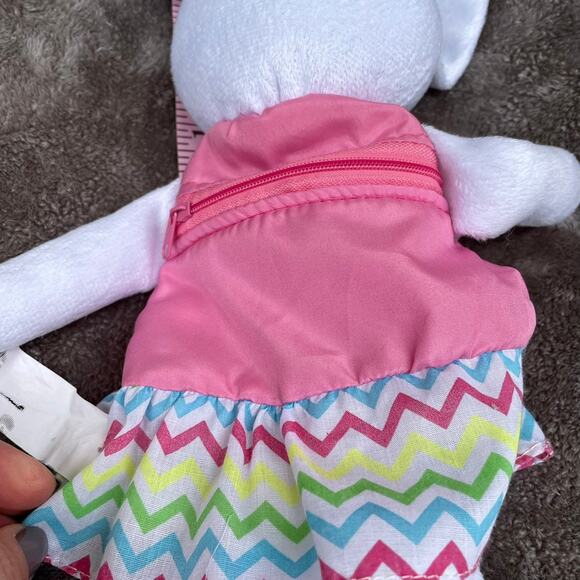 Easter Bunny Rabbit Plush Purse Toddler Stuffed Toy w/ Fabric Handle Zipper - Picture 5 of 12
